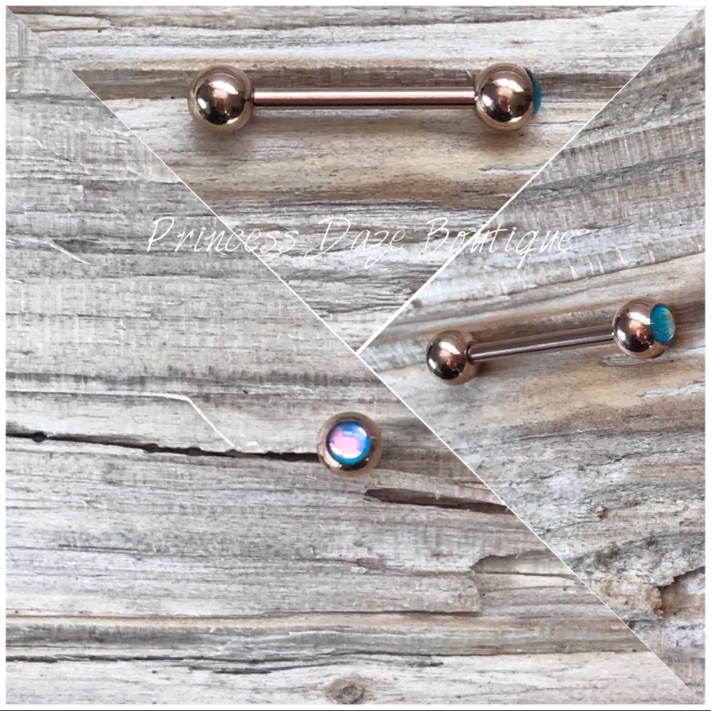 Rose Gold Blue Colorline Tongue Ring